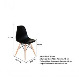 Conjunto Mesa Eames 80 Cm Preto + 4 Cadeiras Eames Eiffel Dsw Preto - 4