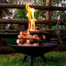Lareira Extena de Ferro Fundido, Lenheiro, Porta Lenha, Disco de Ferro 60 Cm Aquecedor Ambiente - 4