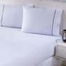 Jogo de Cama Lençol 100% Algodão Percal 150 Fios Casal Gran Moratta 3 Peças - Branco e Cinza - 2