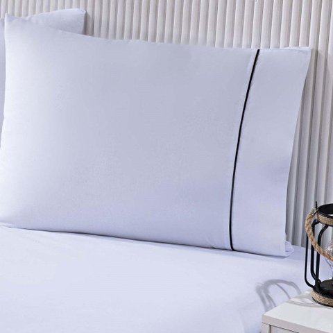 Jogo de Cama Lençol 100% Algodão Percal 150 Fios Casal Gran Moratta 3 Peças - Branco e Cinza