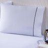 Jogo de Cama Lençol 100% Algodão Percal 150 Fios Casal Gran Moratta 3 Peças - Branco e Cinza - 1