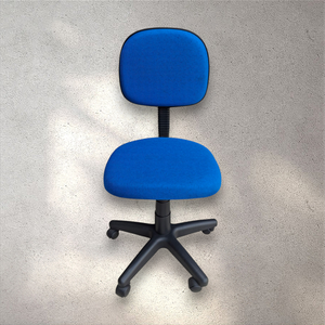 Cadeira de Escritório Secretária Curvada Anatômica, Base Giratória, Tecido Jserrano Cor Azul