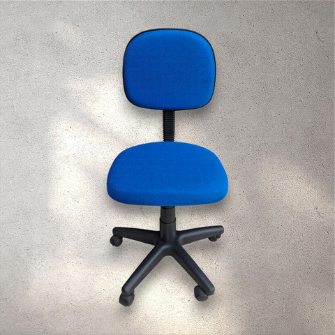 Cadeira de Escritório Secretária Curvada Anatômica, Base Giratória, Tecido Jserrano Cor Azul