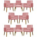 Ver imagem 1 de Kit 8 Poltronas Decorativas para Sala Mari Suede Cores Pé Palito Castanho