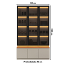 Ver imagem 3 de Kit 3 Cristaleiras com LED 1 Porta de Vidro 3 Prateleiras Magnata Canela/Gris