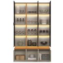 Ver imagem 2 de Kit 3 Cristaleiras com LED 1 Porta de Vidro 3 Prateleiras Magnata Canela/Gris