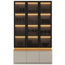 Ver imagem 1 de Kit 3 Cristaleiras com LED 1 Porta de Vidro 3 Prateleiras Magnata Canela/Gris
