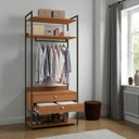 Ver imagem 1 de Armário Alto Closet Aberto 2 Gavetas 4 Prateleiras e Cabideiro Mdf e Aço Canela/preto Fosco