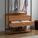 Ver imagem 6 de Armário Alto Closet Aberto 2 Gavetas 4 Prateleiras e Cabideiro Mdf e Aço Canela/preto Fosco