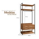 Ver imagem 2 de Armário Alto Closet Aberto 2 Gavetas 4 Prateleiras e Cabideiro Mdf e Aço Canela/preto Fosco