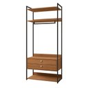 Ver imagem 7 de Armário Alto Closet Aberto 2 Gavetas 4 Prateleiras e Cabideiro Mdf e Aço Canela/preto Fosco