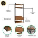 Ver imagem 3 de Armário Alto Closet Aberto 2 Gavetas 4 Prateleiras e Cabideiro Mdf e Aço Canela/preto Fosco