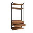 Ver imagem 4 de Armário Alto Closet Aberto 2 Gavetas 4 Prateleiras e Cabideiro Mdf e Aço Canela/preto Fosco