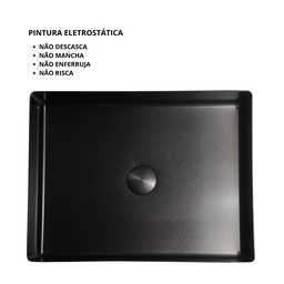 Cuba Retangular Banheiro Aço Inox 304 Preta Válvula Click - 5