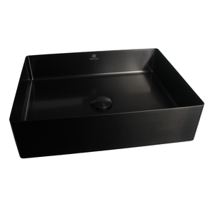 Cuba Retangular Banheiro Aço Inox 304 Preta Válvula Click