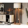 Luminária De Chão Cúpula Linho Pés Madeira Viena Envio Já Moveis House - 2
