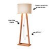 Luminária De Chão Cúpula Linho Pés Madeira Viena Envio Já Moveis House - 6