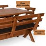 Conjunto Kit Mesa Rústica de Churrasco 1 Mesa + 4 Bancos Estofados Preto - Imbuia - 7