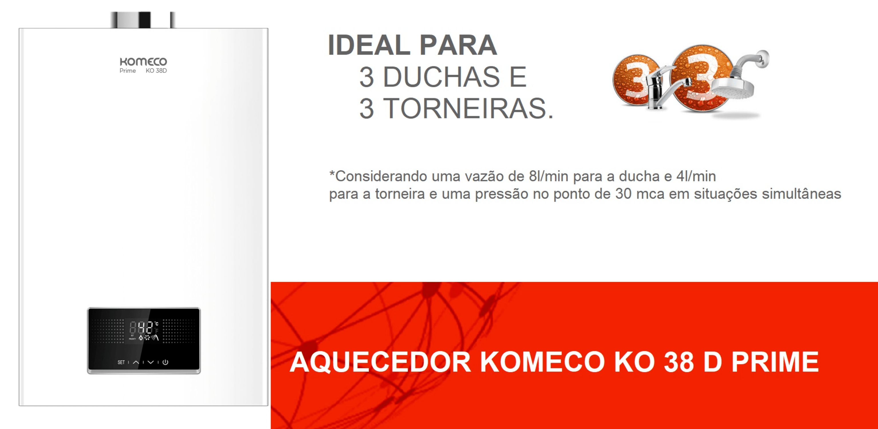 Aquecedor de Água a Gás Komeco Ko 38 D Prime Wifi 38 Litros Glp com Kit - 5