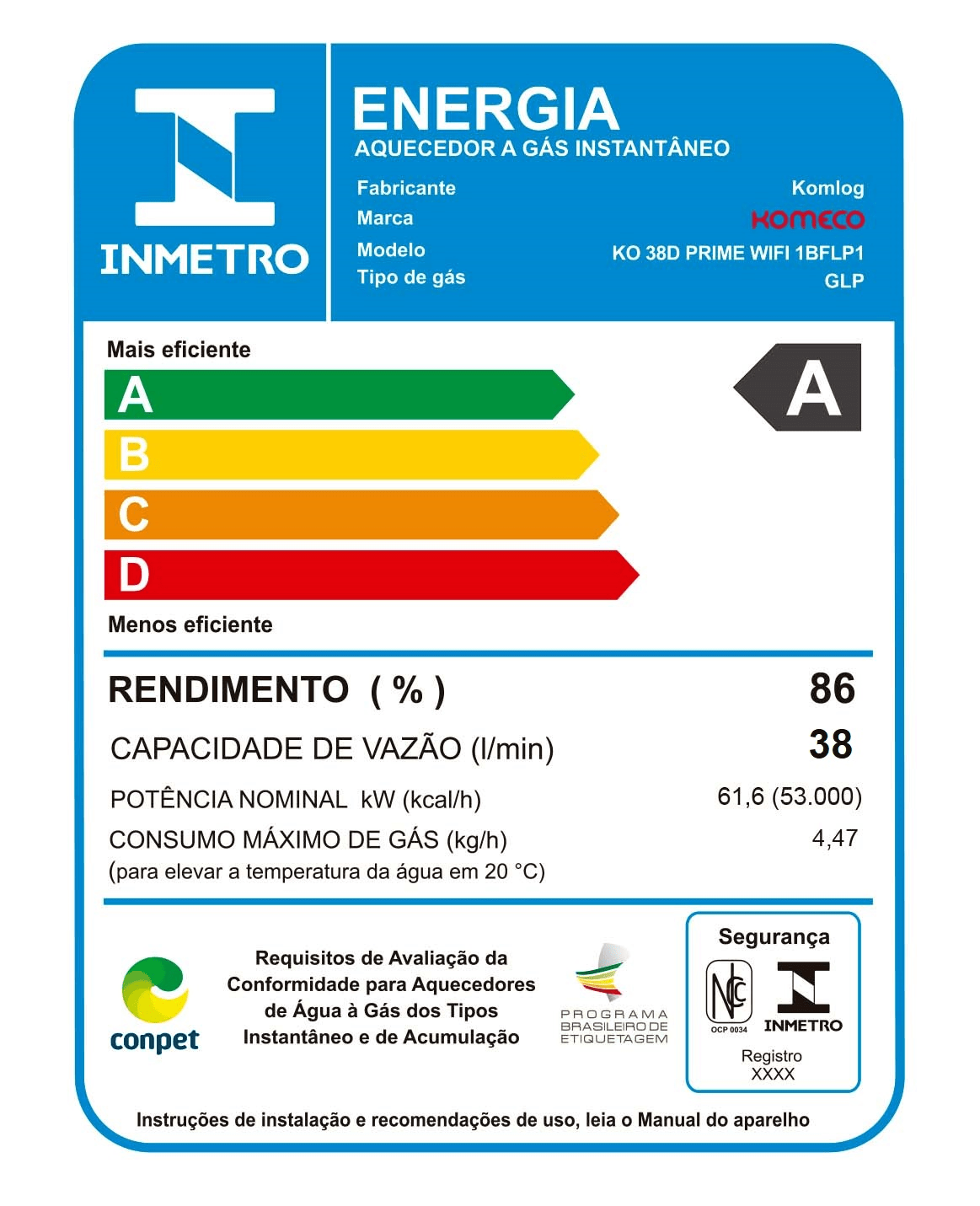 Aquecedor de Água a Gás Komeco Ko 38 D Prime Wifi 38 Litros Glp com Kit - 8