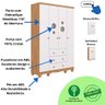 Quarto Bebê Completo Berço Americano Bem 3em1 Guarda Roupas 4 Portas Cômoda 1 Porta Bolinha 100% Mdf - 8