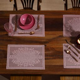Jogo Americano Renda Interlar 4p Color Rose - 3