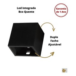 Arandela Mini Led 2w Branco Quente Cubo Bivolt - Preto - 110v/220v - 4