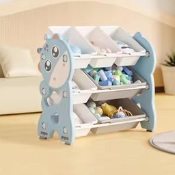 Estante Infantil Porta Brinquedos 7 Caixas Bau 3 Prateleiras Organizador Multiuso Quarto Azul - 4