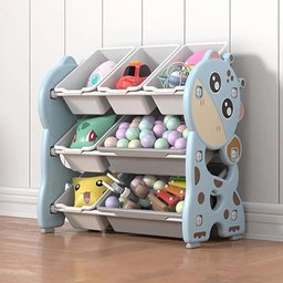 Estante Infantil Porta Brinquedos 7 Caixas Bau 3 Prateleiras Organizador Multiuso Quarto Azul - 2
