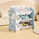 Ver imagem 4 de Estante Infantil Porta Brinquedos 7 Caixas Bau 3 Prateleiras Organizador Multiuso Quarto Azul