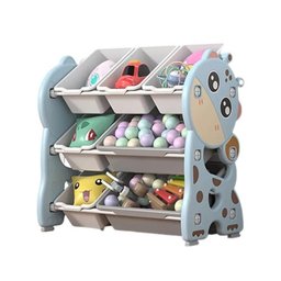 Estante Infantil Porta Brinquedos 7 Caixas Bau 3 Prateleiras Organizador Multiuso Quarto Azul - 1