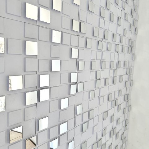 30 Placas 3d Revestimento Parede Espelhado Prata - 25cm