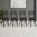 Ver imagem 3 de Conjunto 4 Cadeiras para Sala de Jantar Tradicional Pintada/Preto