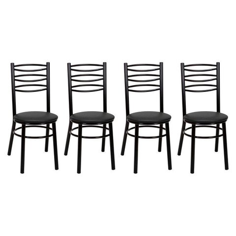 Conjunto 4 Cadeiras para Sala de Jantar Tradicional Pintada/Preto