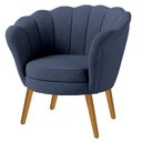 Ver imagem 1 de Poltrona Pétala Base em Linho:11-azul Pés Madeira Claro