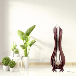 Abajur Grande de Chão ANA MARIA MDF Luminária -:Marrom/75x23cm - 3