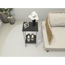 Mesa Alta, Mesa de Canto, Mesa de Apoio, Mesa de Bebedouro, Mesa Lateral Branco e Preto - 2