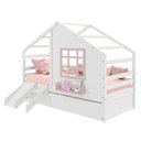 Ver imagem 2 de Bicama Casinha com Janela e Escada/escorregador Madeira Maciça Branco/ Rosa Housin