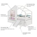 Ver imagem 3 de Bicama Casinha com Janela e Escada/escorregador Madeira Maciça Branco/ Rosa Housin