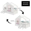 Ver imagem 6 de Bicama Casinha com Janela e Escada/escorregador Madeira Maciça Branco/ Rosa Housin