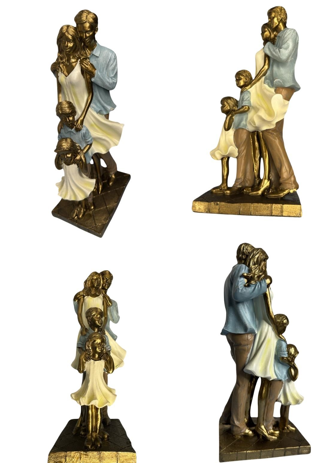 Escultura Familia Decorativa em Resina Pai Mãe Casal de Filhos - 8