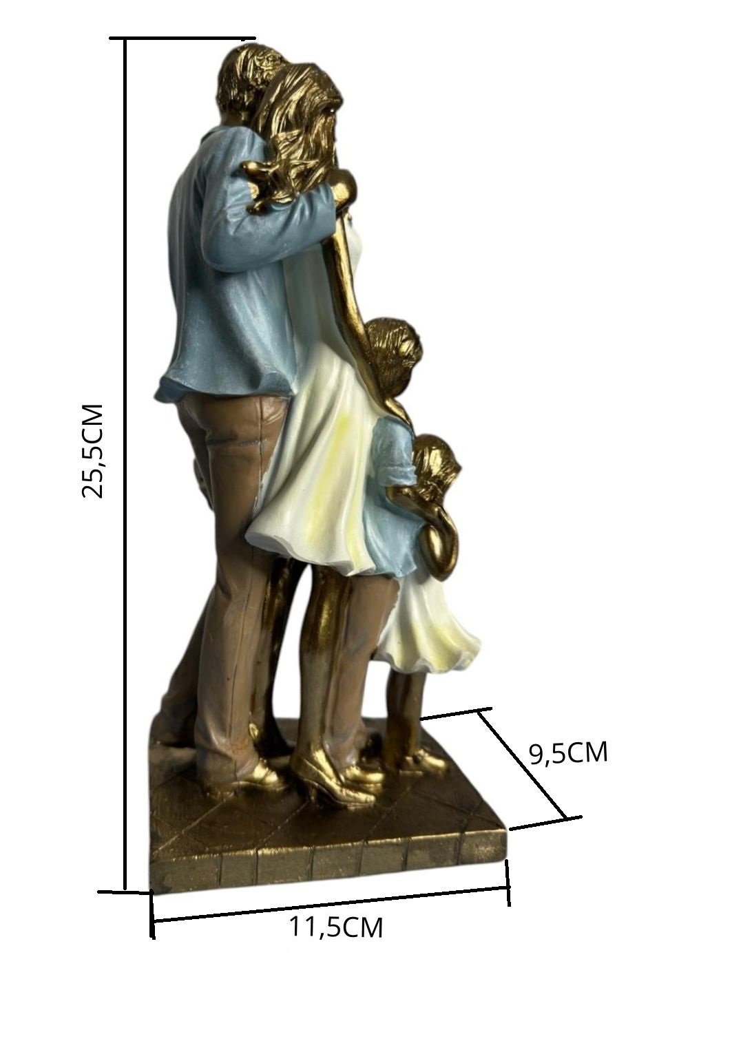 Escultura Familia Decorativa em Resina Pai Mãe Casal de Filhos - 2