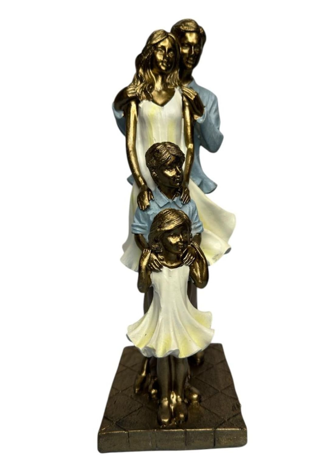 Escultura Familia Decorativa em Resina Pai Mãe Casal de Filhos - 7