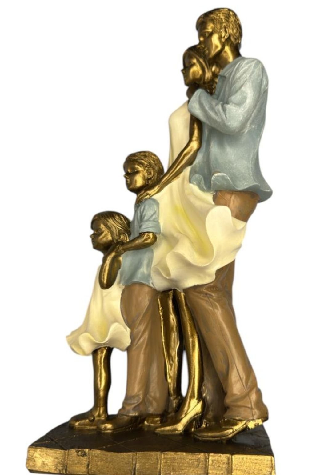 Escultura Familia Decorativa em Resina Pai Mãe Casal de Filhos - 5