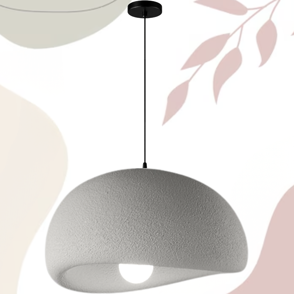Ver imagem 3 de Lustre Pendente 50cm Luminária Japonesa Wabi-sabi Orgânico Cogumelo Concreto Gimpo Ltj50-cinza-a