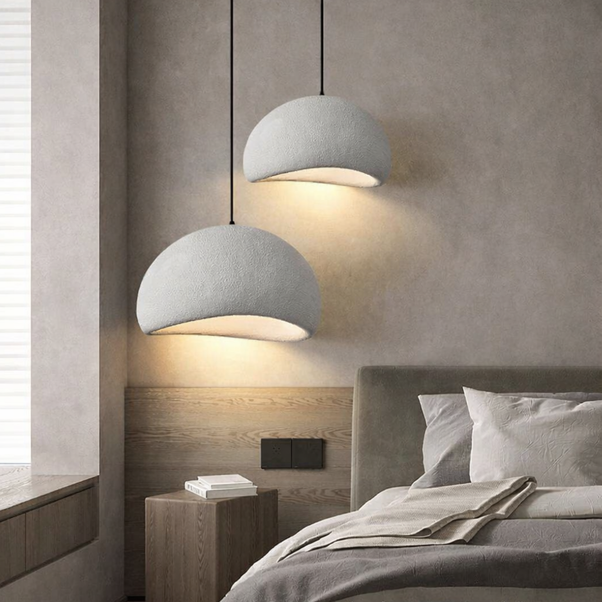 Lustre Pendente 50cm Luminária Japonesa Wabi-sabi Orgânico Cogumelo Concreto Gimpo Ltj50-cinza-a - 7