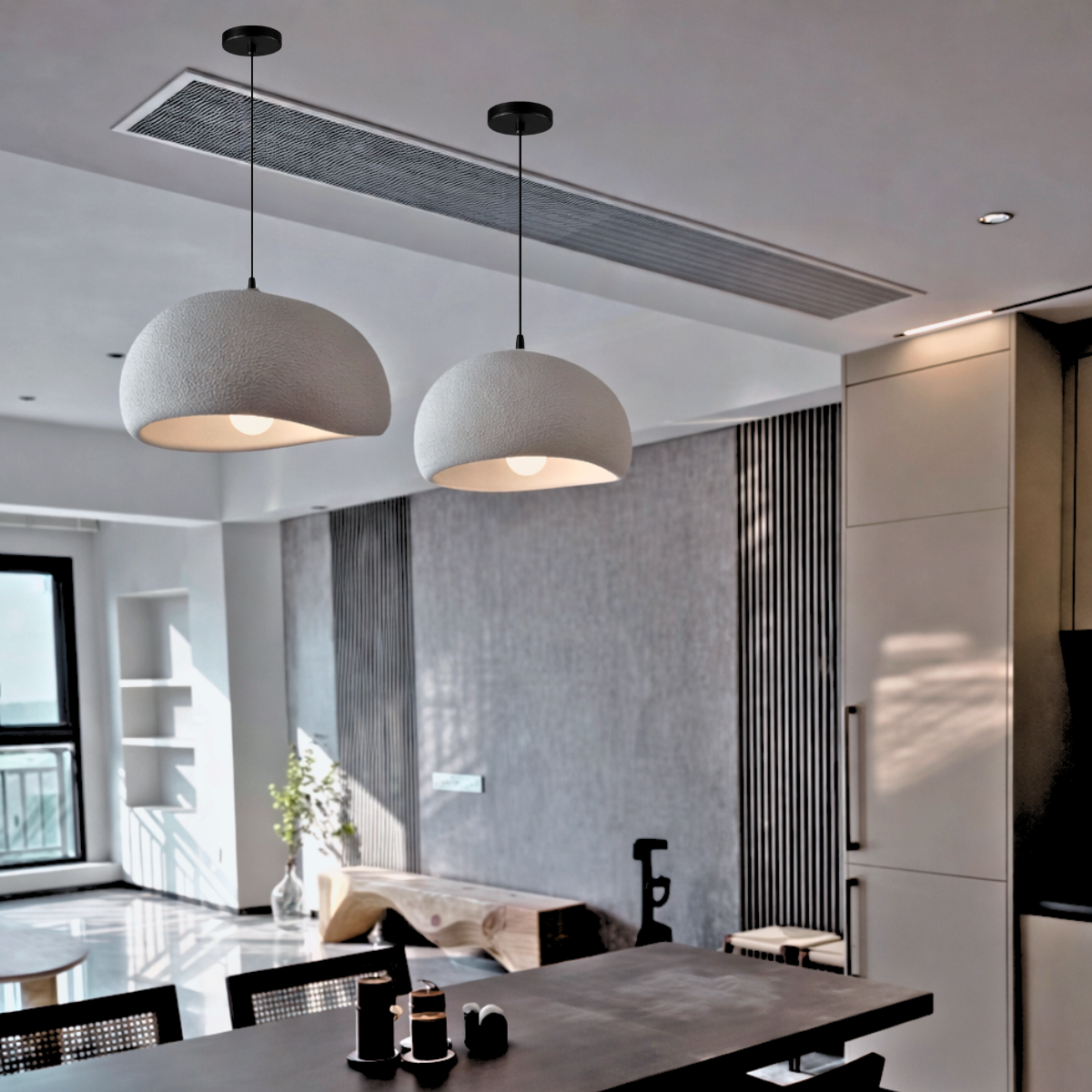 Ver imagem 6 de Lustre Pendente 50cm Luminária Japonesa Wabi-sabi Orgânico Cogumelo Concreto Gimpo Ltj50-cinza-a
