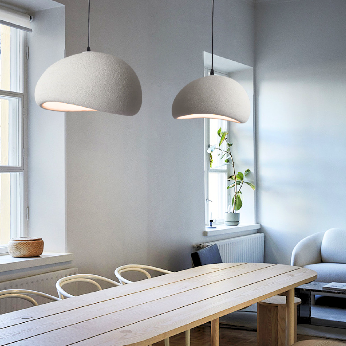 Lustre Pendente 50cm Luminária Japonesa Wabi-sabi Orgânico Cogumelo Concreto Gimpo Ltj50-cinza-a - 10