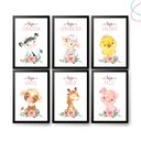 Ver imagem 4 de 6 Quadros Decorativos C/ Moldura Animais da Fazenda Menina:branca