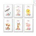 Ver imagem 3 de 6 Quadros Decorativos C/ Moldura Animais da Fazenda Menina:branca